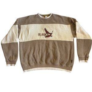 Vintage Alaska Sweater Mens XL Stripped Renegade Club Embroidered USA Crew Eagle
